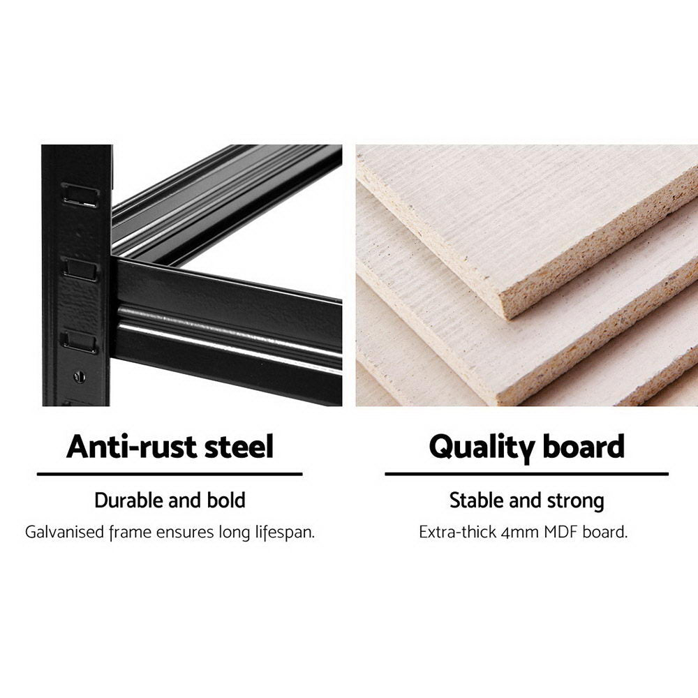2x1.8M Garage Shelving Warehouse Rack Pallet Racking Storage Shelf Black - Tools > Tools Storage > Wall Storage Racks - Rivercity House & Home Co. (ABN 18 642 972 209) - Affordable Modern Furniture Australia