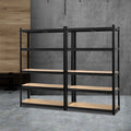 Set of 21.8M Garage Pallet Racking Storage Shelves with Adjustable Beams - Black