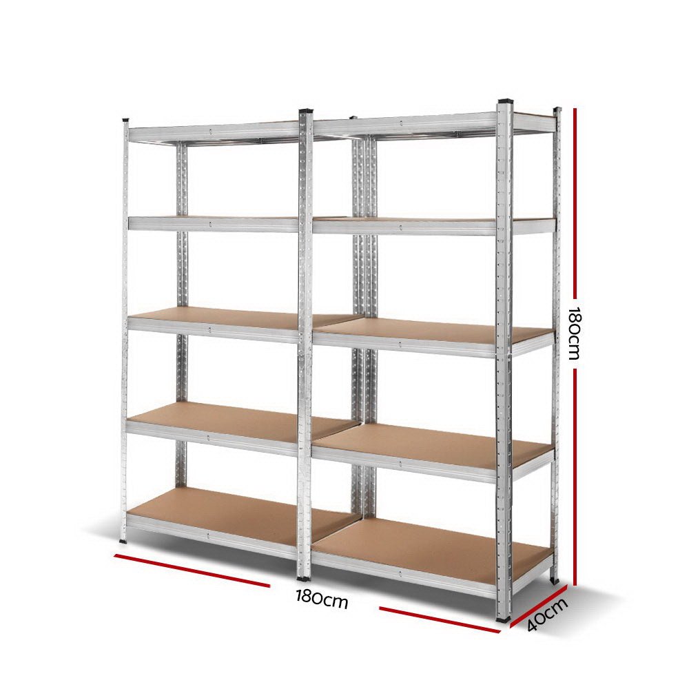 2x1.8M Garage Shelving Warehouse Rack Pallet Racking Storage Shelf Silver - Tools > Tools Storage > Wall Storage Racks - Rivercity House & Home Co. (ABN 18 642 972 209) - Affordable Modern Furniture Australia