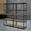Set of 21.8M Adjustable Garage Pallet Storage Shelving Rack - Black
