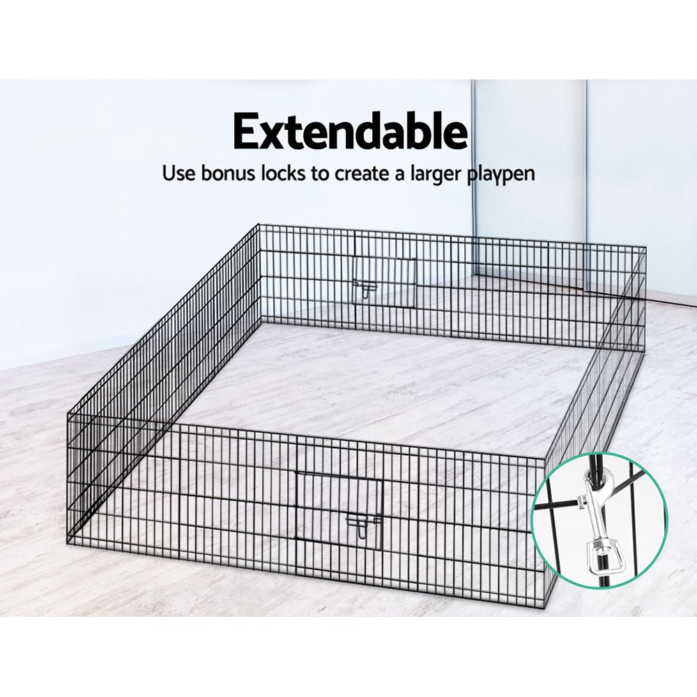 2x24" 8 Panel Dog Playpen Pet Fence Exercise Cage Enclosure Play Pen - Pet Care > Dog Supplies > Dog Playpens & Gates - Rivercity House & Home Co. (ABN 18 642 972 209) - Affordable Modern Furniture Australia