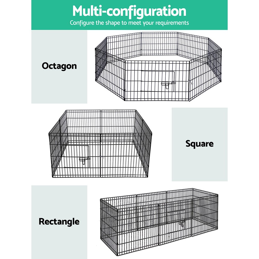 2x24" 8 Panel Dog Playpen Pet Fence Exercise Cage Enclosure Play Pen - Pet Care > Dog Supplies > Dog Playpens & Gates - Rivercity House & Home Co. (ABN 18 642 972 209) - Affordable Modern Furniture Australia