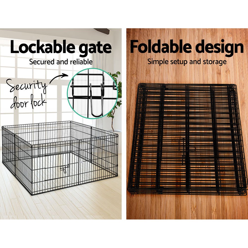 2x24" 8 Panel Dog Playpen Pet Fence Exercise Cage Enclosure Play Pen - Pet Care > Dog Supplies > Dog Playpens & Gates - Rivercity House & Home Co. (ABN 18 642 972 209) - Affordable Modern Furniture Australia