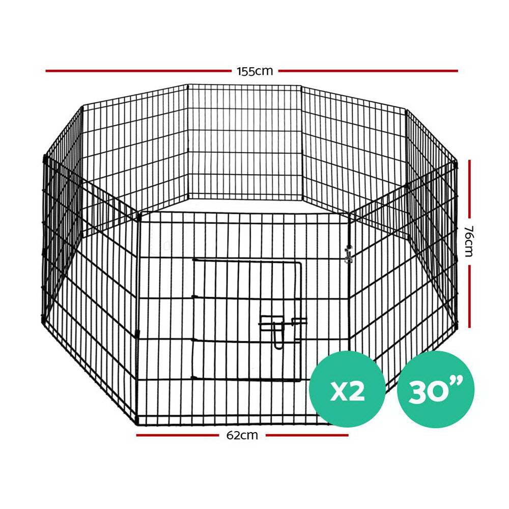 2x30" 8 Panel Dog Playpen Pet Fence Exercise Cage Enclosure Play Pen - Pet Care > Dog Supplies > Dog Playpens & Gates - Rivercity House & Home Co. (ABN 18 642 972 209) - Affordable Modern Furniture Australia
