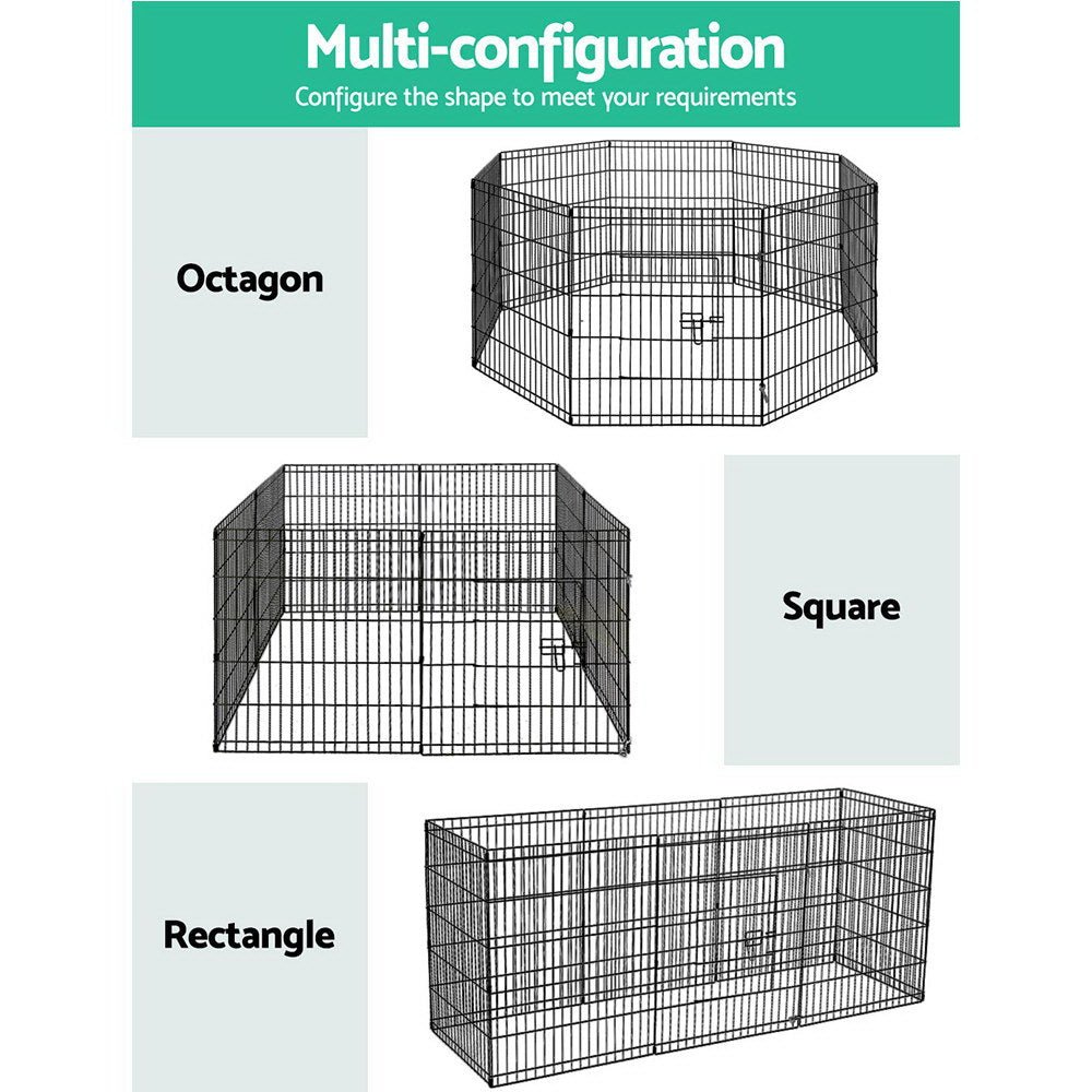 2x30" 8 Panel Dog Playpen Pet Fence Exercise Cage Enclosure Play Pen - Pet Care > Dog Supplies > Dog Playpens & Gates - Rivercity House & Home Co. (ABN 18 642 972 209) - Affordable Modern Furniture Australia