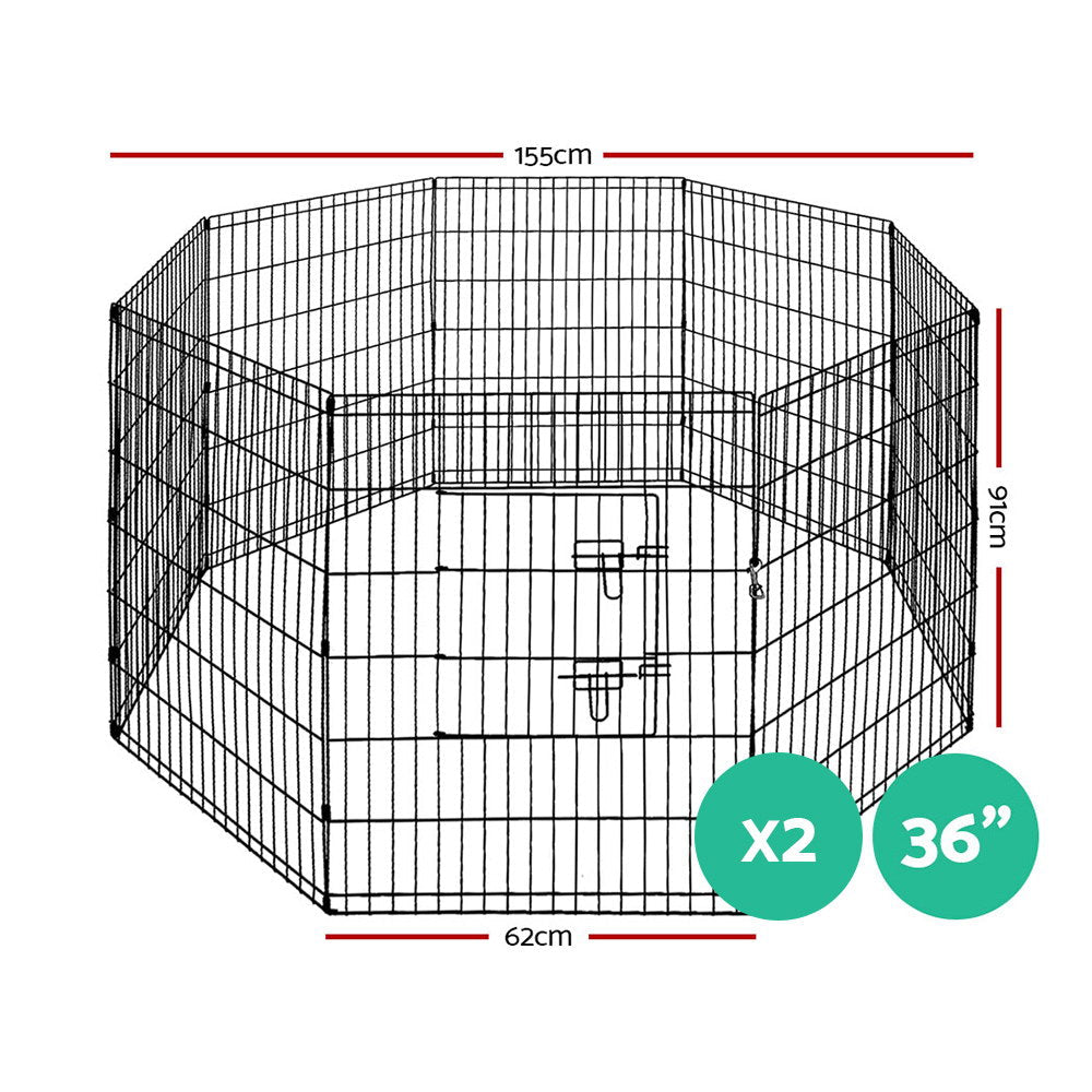 2x36" 8 Panel Dog Playpen Pet Fence Exercise Cage Enclosure Play Pen - Pet Care > Dog Supplies > Dog Playpens & Gates - Rivercity House & Home Co. (ABN 18 642 972 209) - Affordable Modern Furniture Australia
