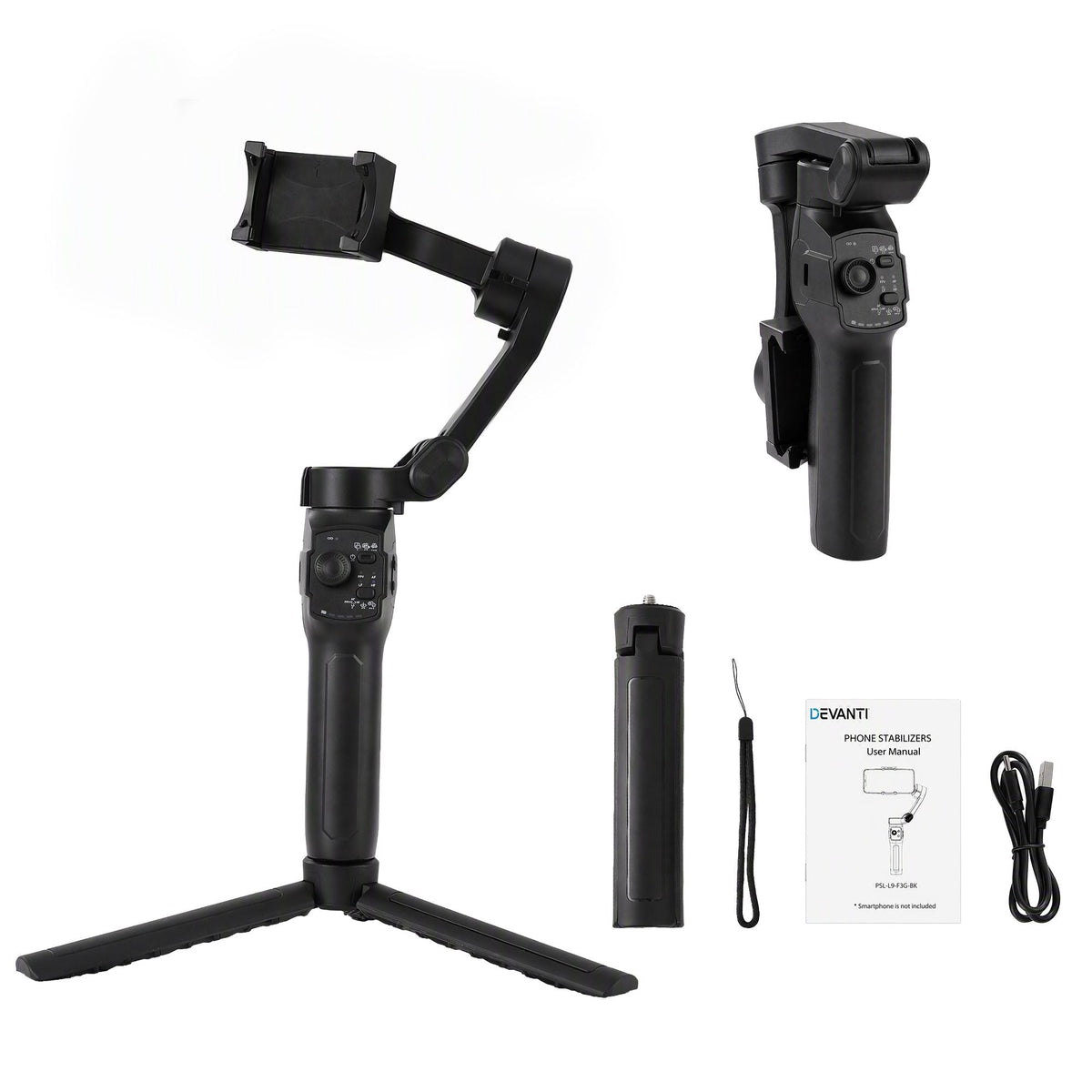 3-Axis Smartphone Gimbal Stabilizer with Tripod and Foldable Selfie Stick - Health & Beauty > Health & Wellbeing > Supports & Braces - Rivercity House & Home Co. (ABN 18 642 972 209) - Affordable Modern Furniture Australia