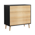 3-Drawer Chest of Drawers Dresser Table - Black & Pine