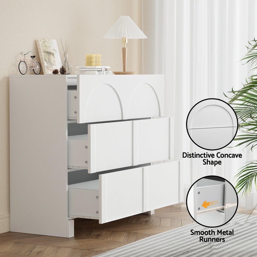 3 Chest of Drawers Lowboy Dresser Cabinet White - Furniture > Bedroom > Dressers - Rivercity House & Home Co. (ABN 18 642 972 209) - Affordable Modern Furniture Australia