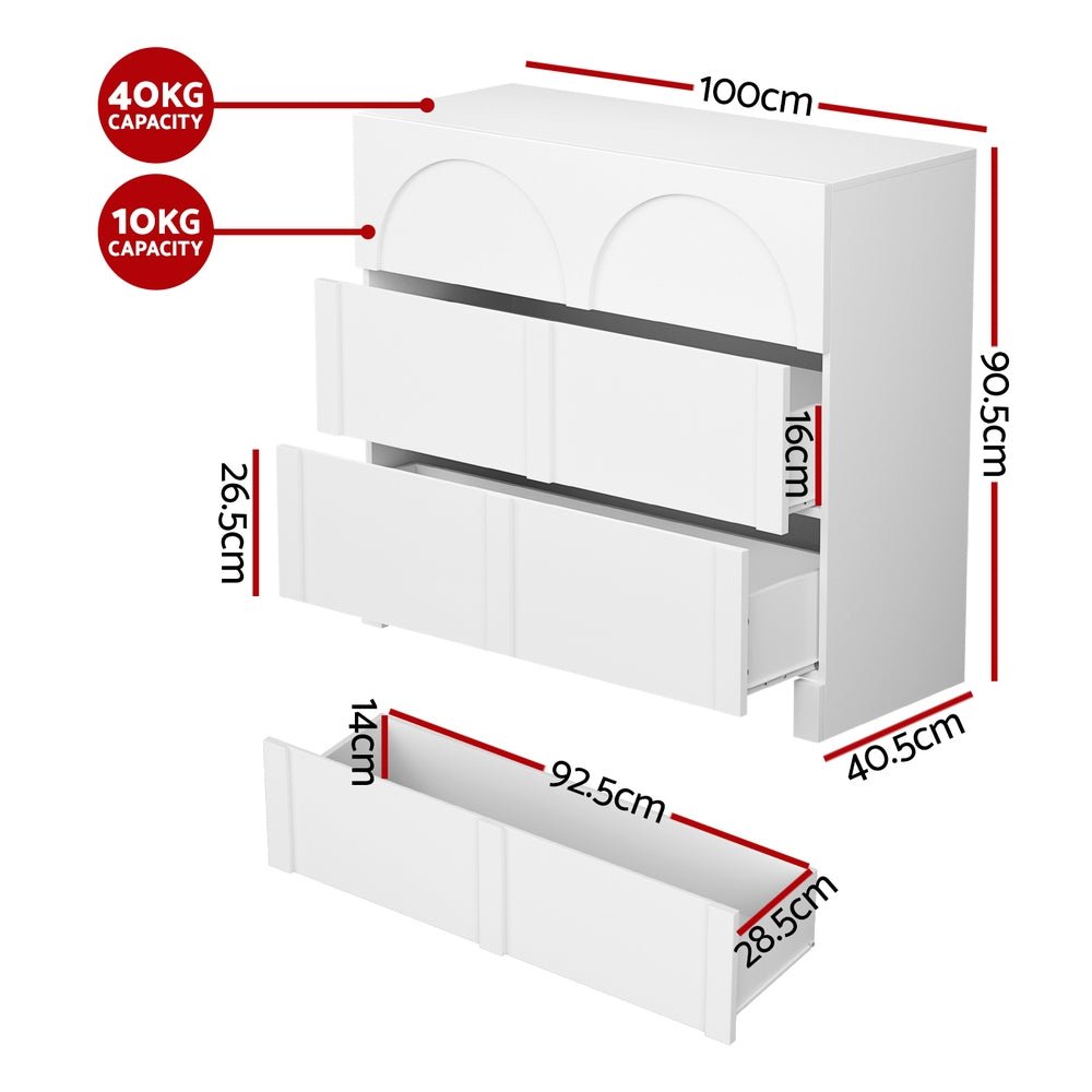 3 Chest of Drawers Lowboy Dresser Cabinet White - Furniture > Bedroom > Dressers - Rivercity House & Home Co. (ABN 18 642 972 209) - Affordable Modern Furniture Australia