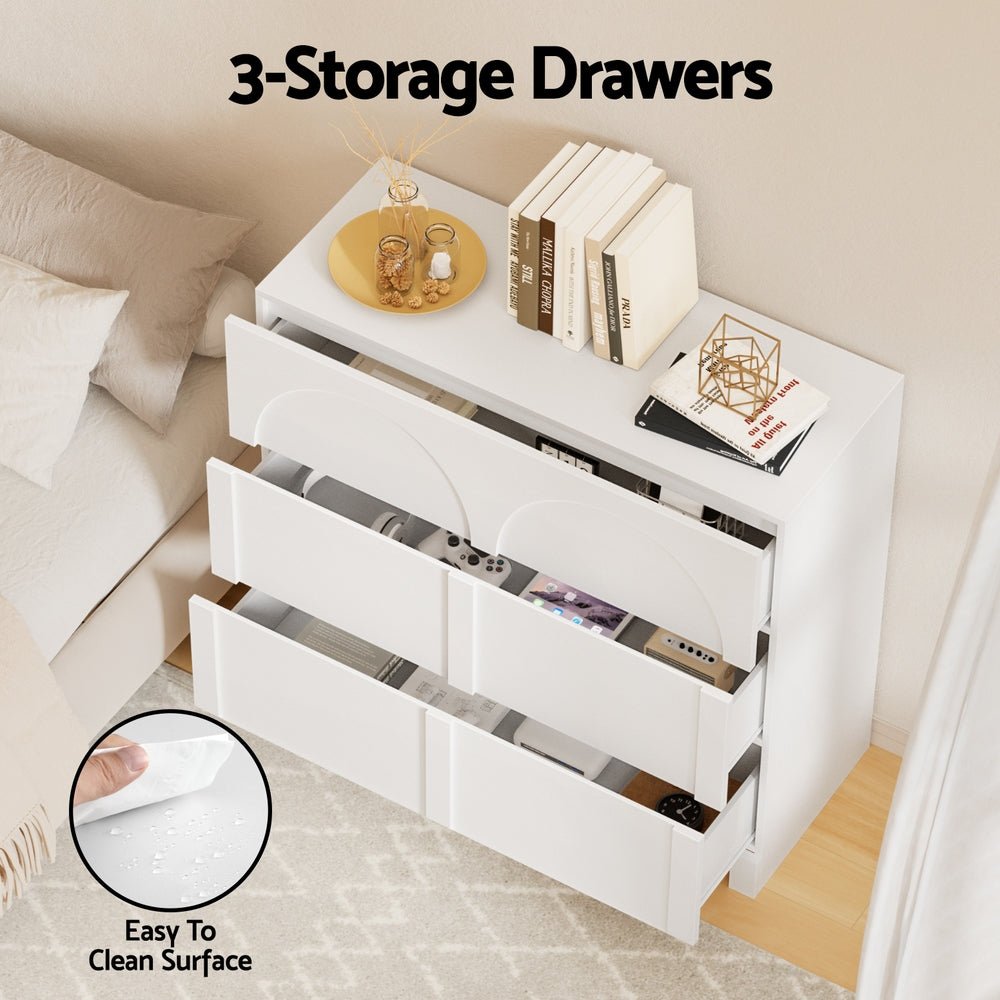 3 Chest of Drawers Lowboy Dresser Cabinet White - Furniture > Bedroom > Dressers - Rivercity House & Home Co. (ABN 18 642 972 209) - Affordable Modern Furniture Australia