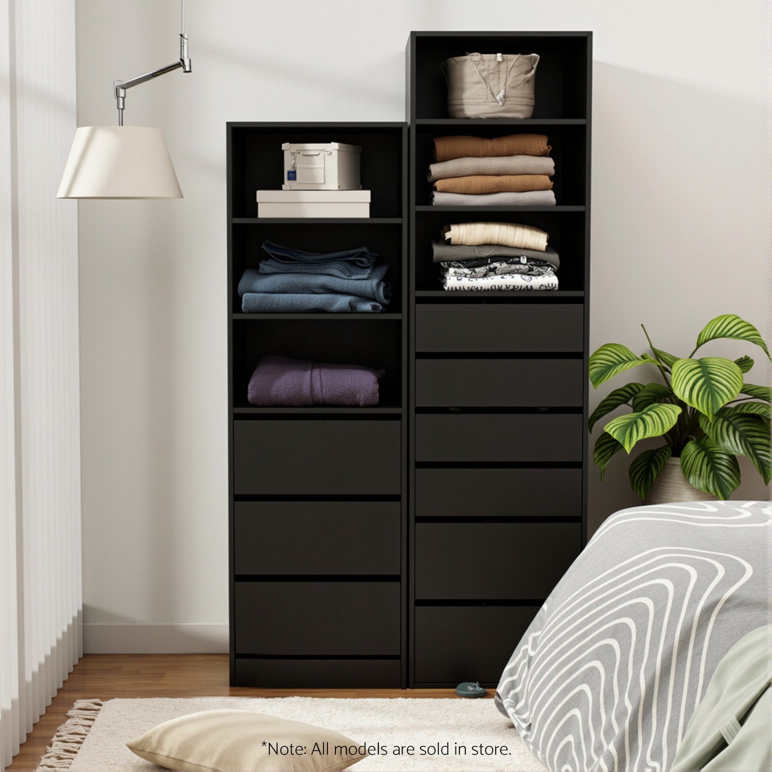 3 Chest of Drawers Tallboy Cabinet Black - Furniture > Bedroom > Dressers - Rivercity House & Home Co. (ABN 18 642 972 209) - Affordable Modern Furniture Australia