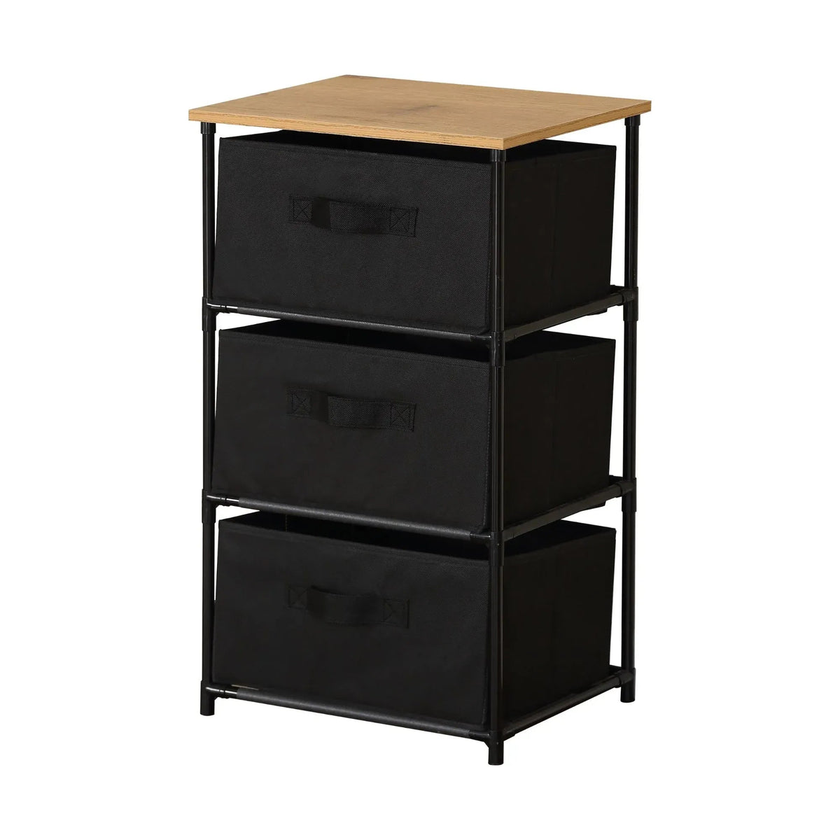 3 Drawer Fabric Storage Dresser with Steel Frame Rustic - Black - Furniture > Sofas > Sofa Accessories - Rivercity House & Home Co. (ABN 18 642 972 209) - Affordable Modern Furniture Australia