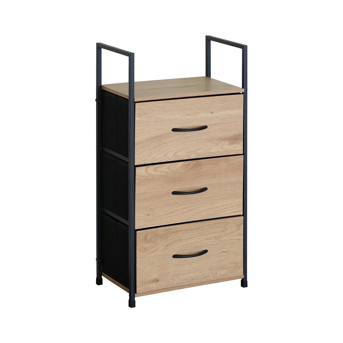 3 Drawer Fabric Storage Tower with Steel Frame Rustic Oak - Brown - Home & Garden > Storage > Storage Cabinets & Lockers - Rivercity House & Home Co. (ABN 18 642 972 209) - Affordable Modern Furniture Australia
