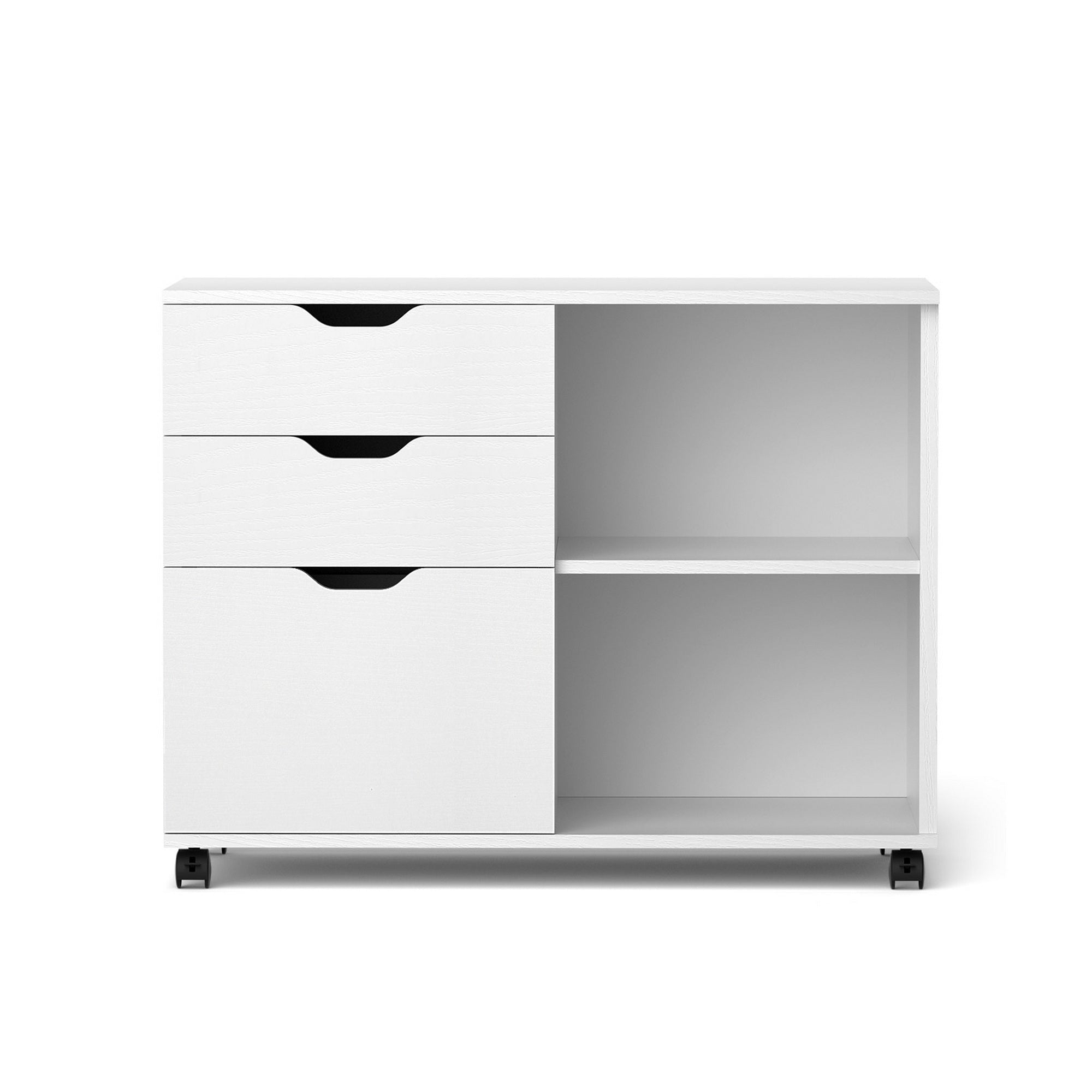 3 Drawer Mobile Filing Cabinet Printer Stand Cabinet Home Office Storage White - Furniture > Office > Storage Cabinets - Rivercity House & Home Co. (ABN 18 642 972 209) - Affordable Modern Furniture Australia