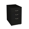3 Drawer Steel Office Filing Cabinet with Wheels - Black