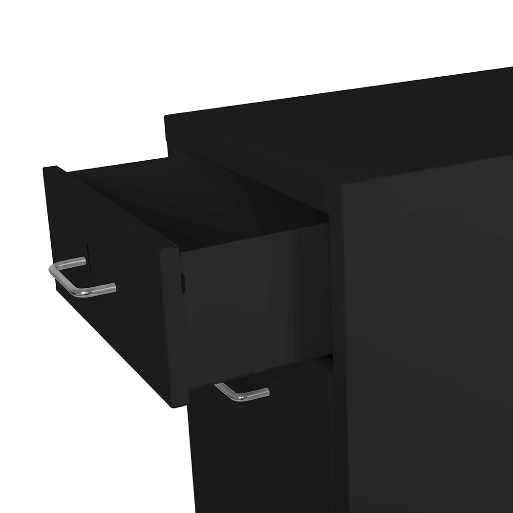 3 Drawer Steel Office Filing Cabinet with Wheels - Black - Rivercity House & Home Co. (ABN 18 642 972 209) - Affordable Modern Furniture Australia