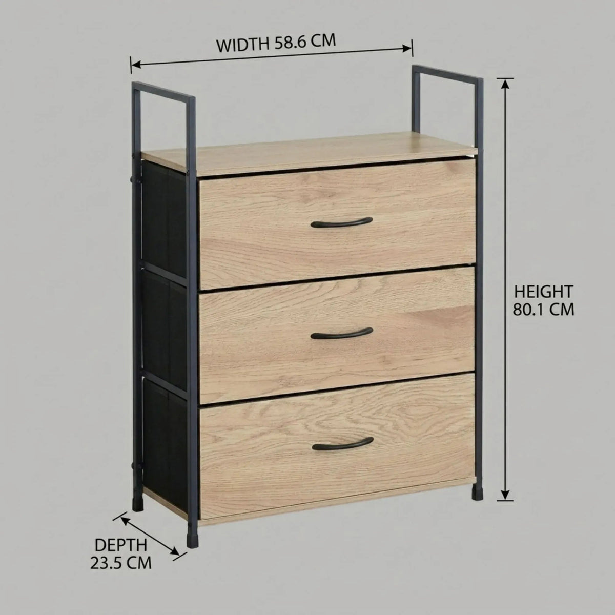 3 Drawer Tallboy Storage Cabinet Rustic Steel Chest Drawers - Brown - Home & Garden > Storage > Storage Cabinets & Lockers - Rivercity House & Home Co. (ABN 18 642 972 209) - Affordable Modern Furniture Australia