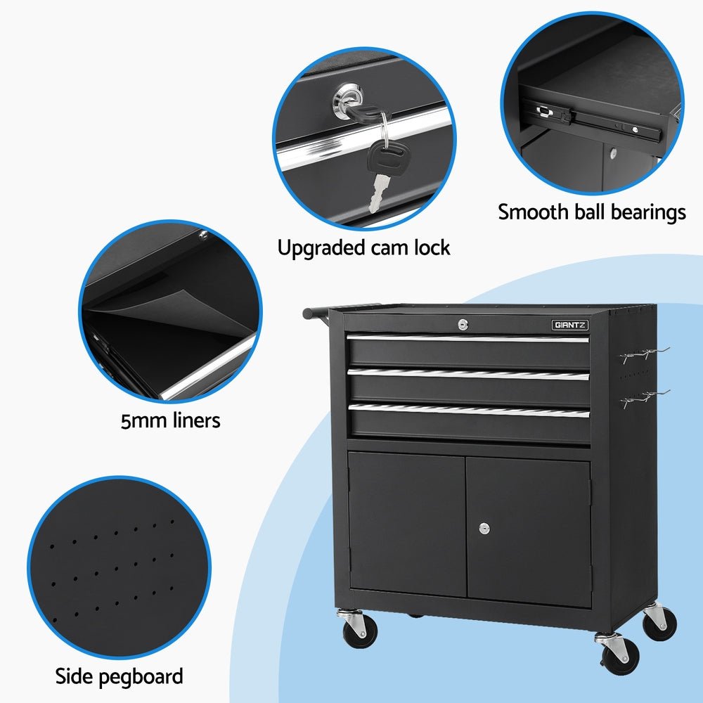 3 Drawer Tool Box Chest Cabinet Toolbox Storage Garage Organiser Wheels - Tools > Tools Storage > Tool Cabinets - Rivercity House & Home Co. (ABN 18 642 972 209) - Affordable Modern Furniture Australia