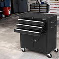 3 Drawer Tool Chest Cabinet with Wheels and Lock - Black