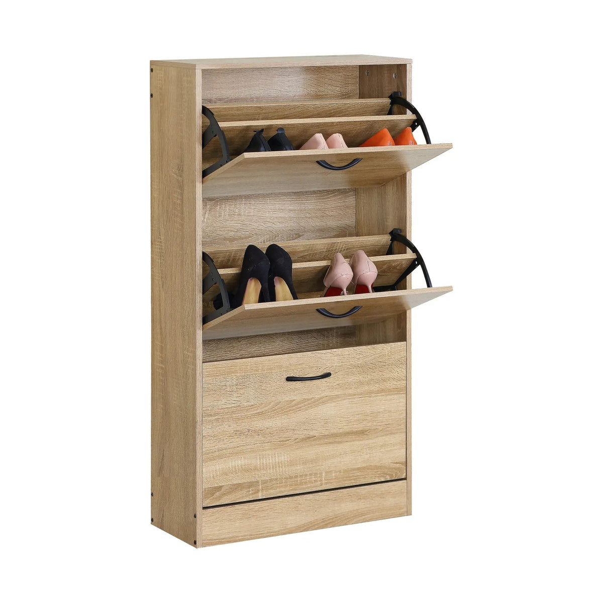 3 Flip Drawer Modern Shoe Storage Cabinet with Hidden Storage - Oak - Furniture > Living Room > Shoe Storage - Rivercity House & Home Co. (ABN 18 642 972 209) - Affordable Modern Furniture Australia