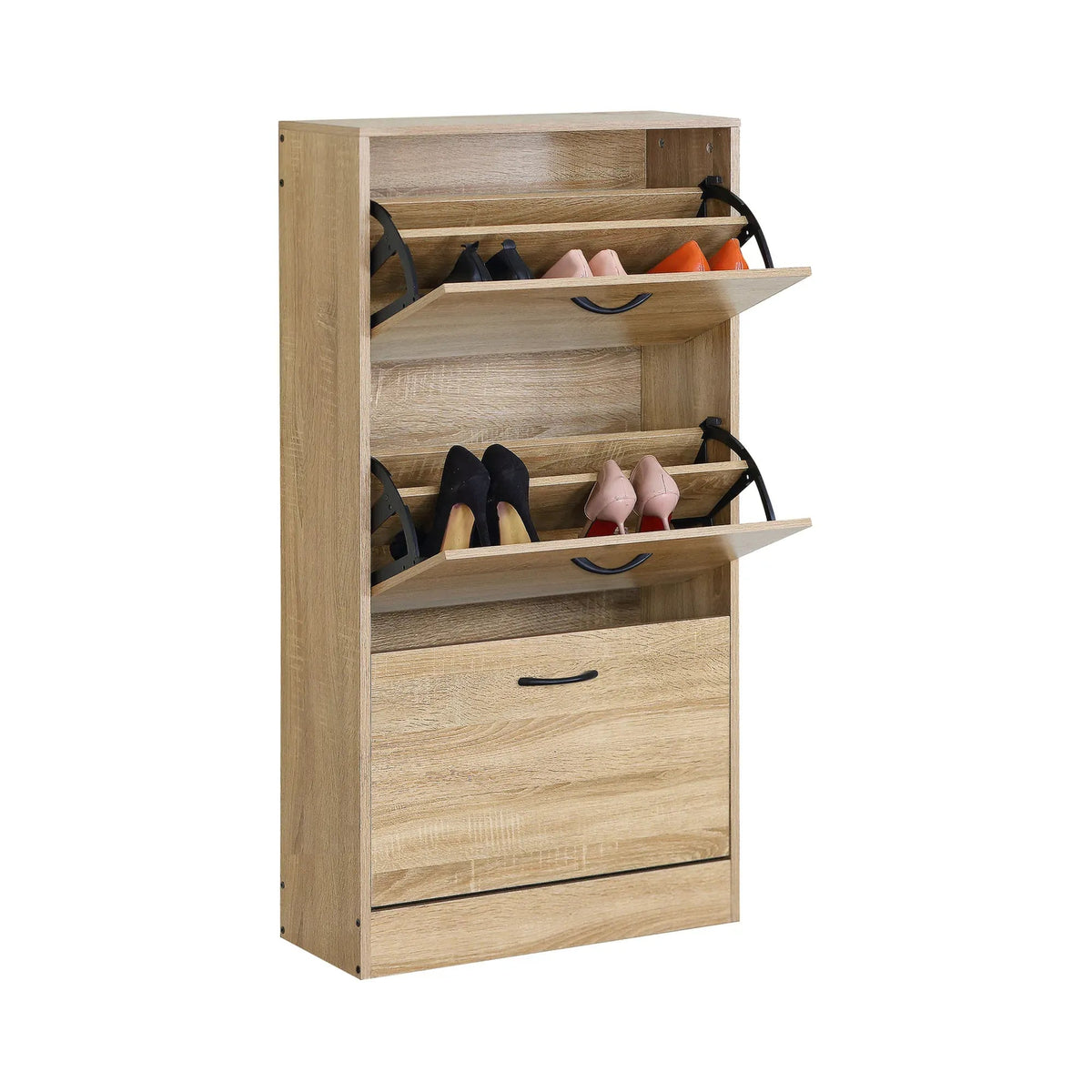 3 Flip Drawer Modern Shoe Storage Cabinet with Hidden Storage - Oak - Furniture > Living Room > Shoe Storage - Rivercity House & Home Co. (ABN 18 642 972 209) - Affordable Modern Furniture Australia