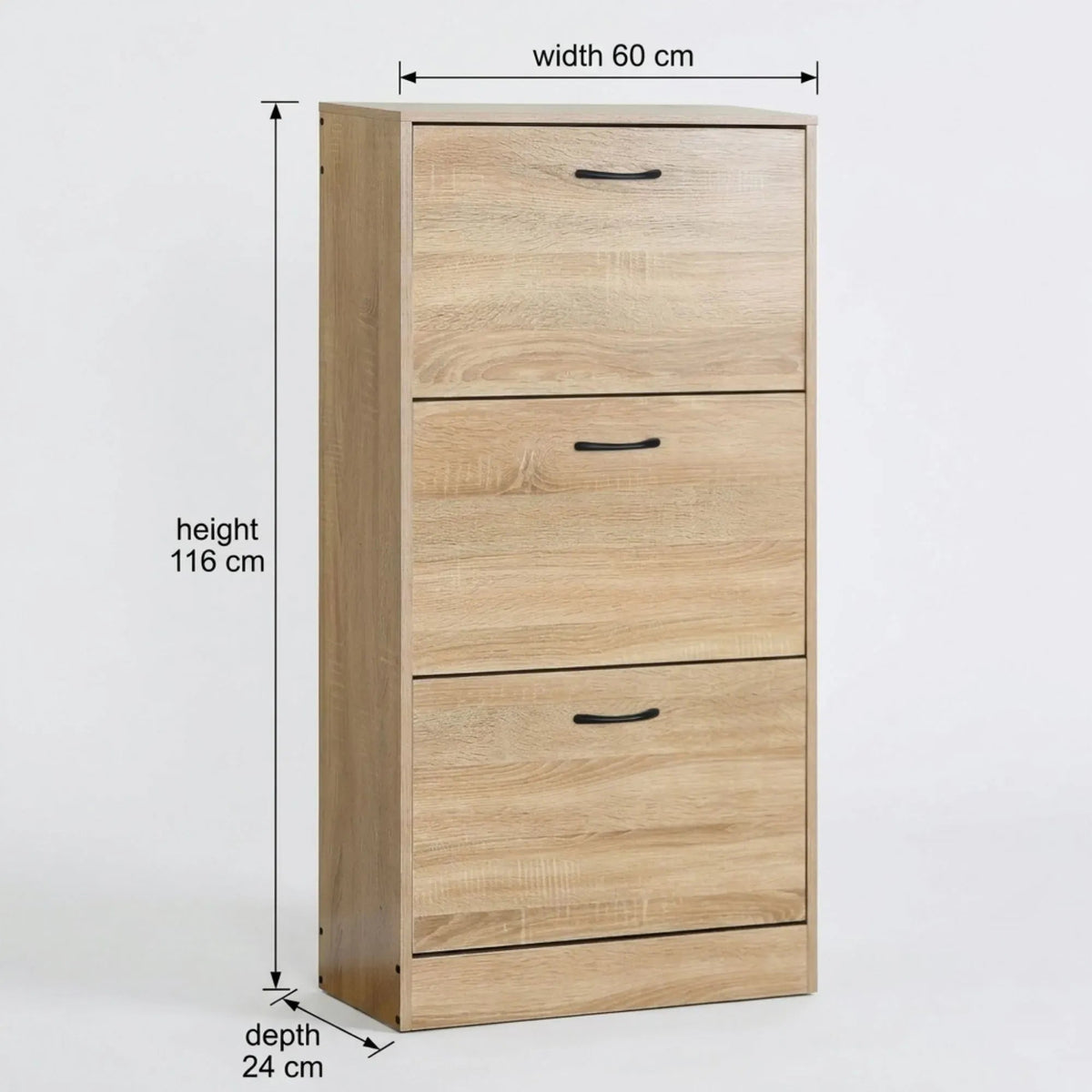 3 Flip Drawer Modern Shoe Storage Cabinet with Hidden Storage - Oak - Furniture > Living Room > Shoe Storage - Rivercity House & Home Co. (ABN 18 642 972 209) - Affordable Modern Furniture Australia
