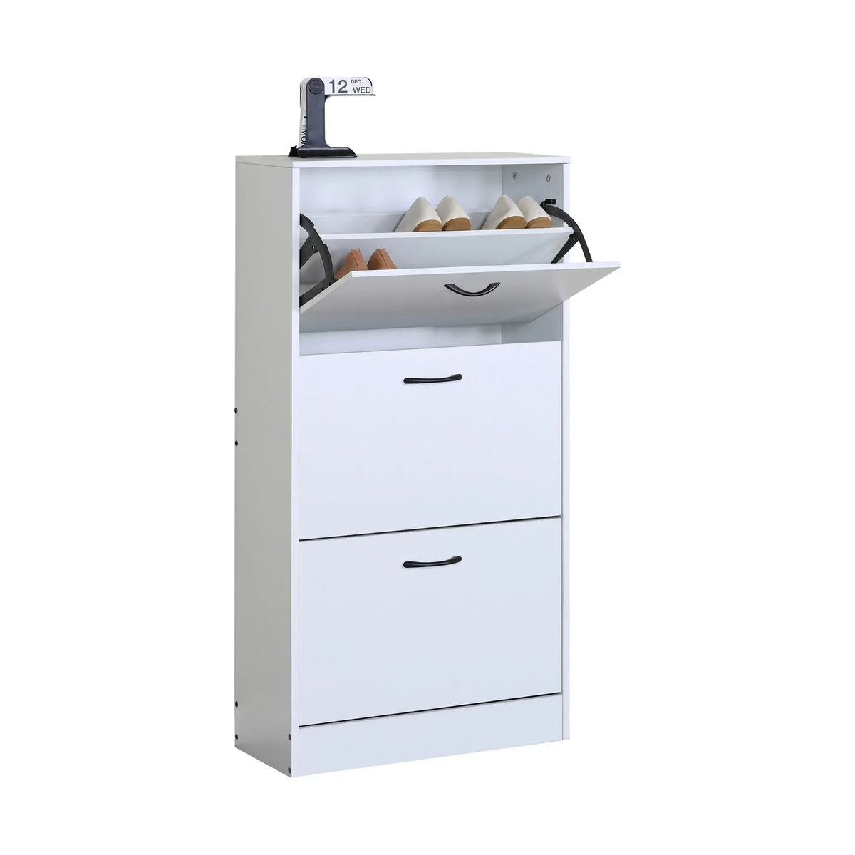 3 Flip Drawer Shoe Cabinet with Hidden Storage - White - Furniture > Living Room > Shoe Storage - Rivercity House & Home Co. (ABN 18 642 972 209) - Affordable Modern Furniture Australia