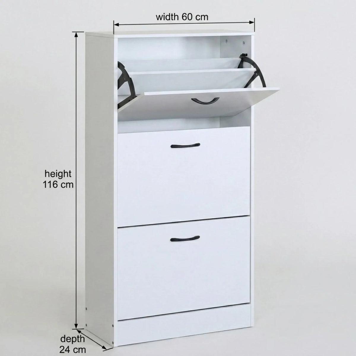 3 Flip Drawer Shoe Cabinet with Hidden Storage - White - Furniture > Living Room > Shoe Storage - Rivercity House & Home Co. (ABN 18 642 972 209) - Affordable Modern Furniture Australia