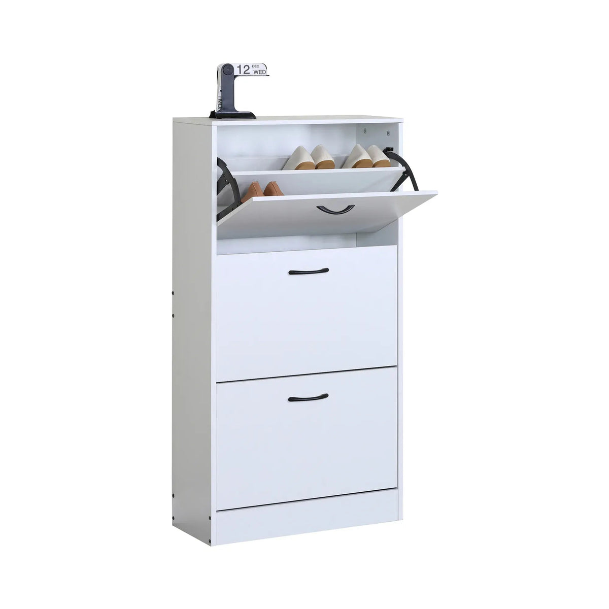 3 Flip Drawer Shoe Cabinet with Hidden Storage - White - Furniture > Living Room > Shoe Storage - Rivercity House & Home Co. (ABN 18 642 972 209) - Affordable Modern Furniture Australia