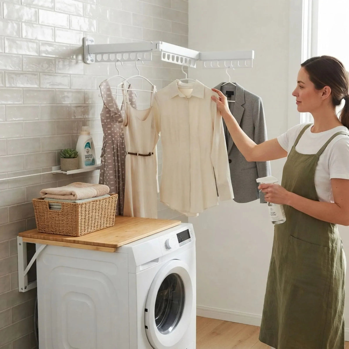 3-Fold Wall Mounted Clothes Drying Rack Space Saver - White - Home & Garden > Storage > Clothing & Wardrobe Storage - Rivercity House & Home Co. (ABN 18 642 972 209) - Affordable Modern Furniture Australia