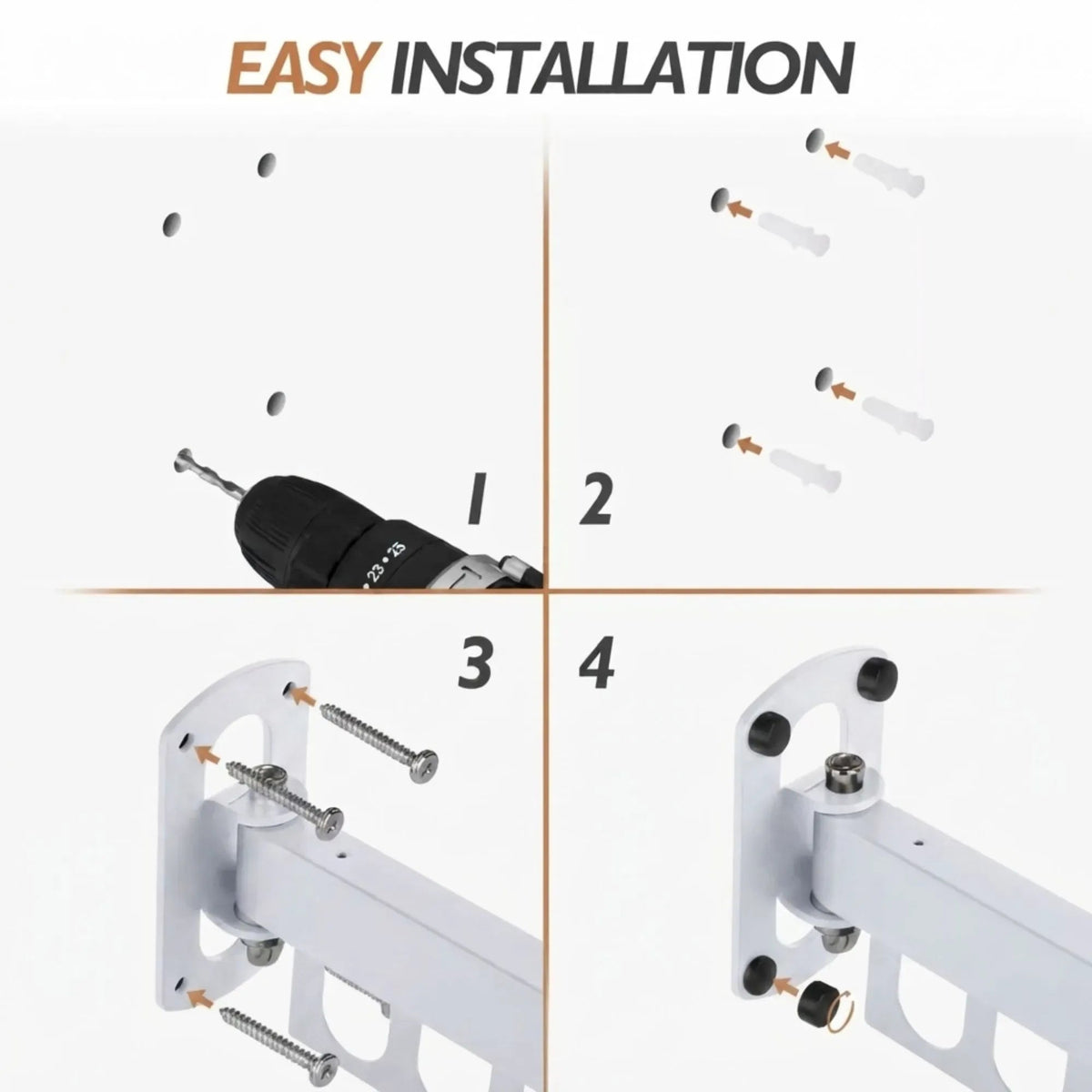 3-Fold Wall Mounted Clothes Drying Rack Space Saver - White - Home & Garden > Storage > Clothing & Wardrobe Storage - Rivercity House & Home Co. (ABN 18 642 972 209) - Affordable Modern Furniture Australia
