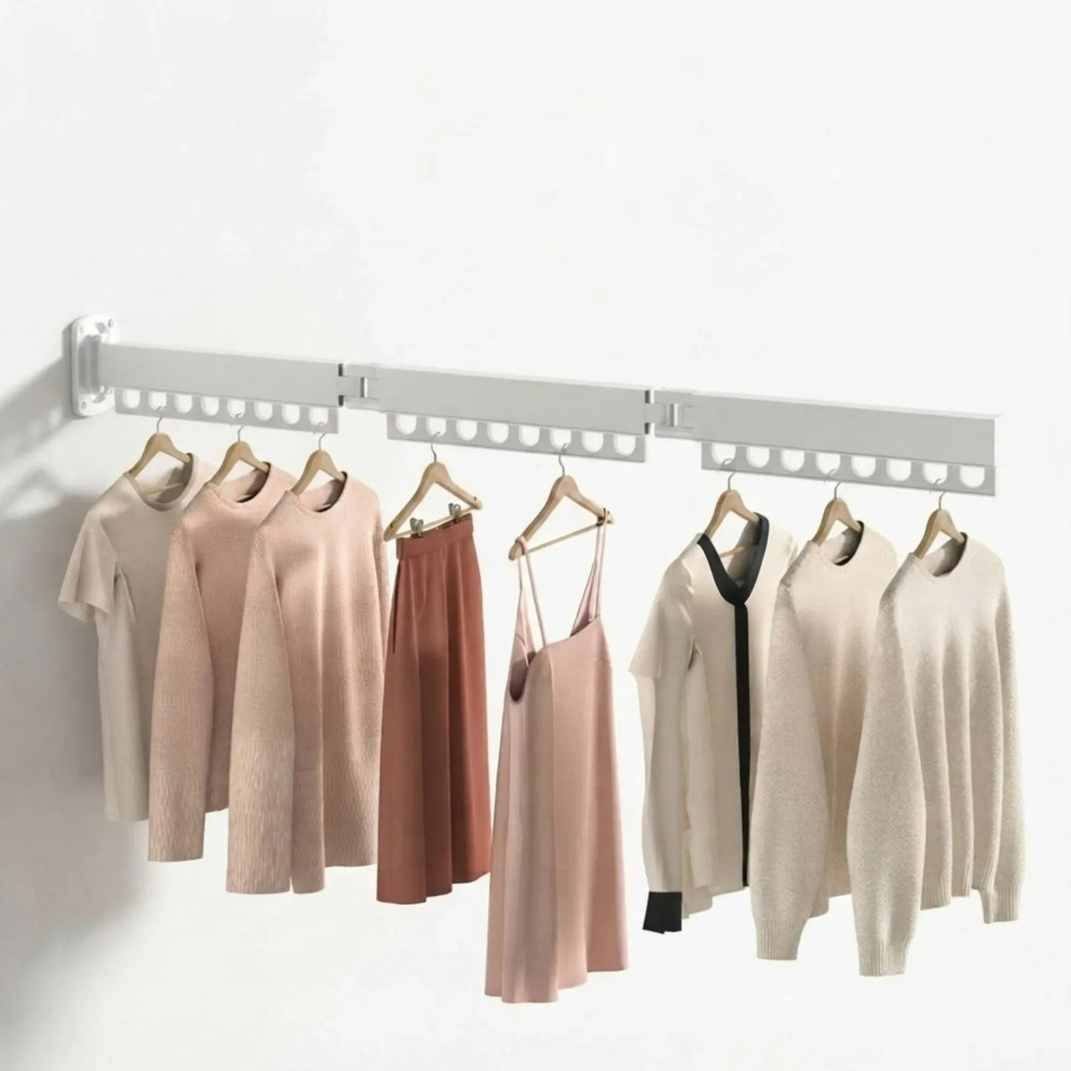 3-Fold Wall Mounted Clothes Drying Rack Space Saver - White - Home & Garden > Storage > Clothing & Wardrobe Storage - Rivercity House & Home Co. (ABN 18 642 972 209) - Affordable Modern Furniture Australia