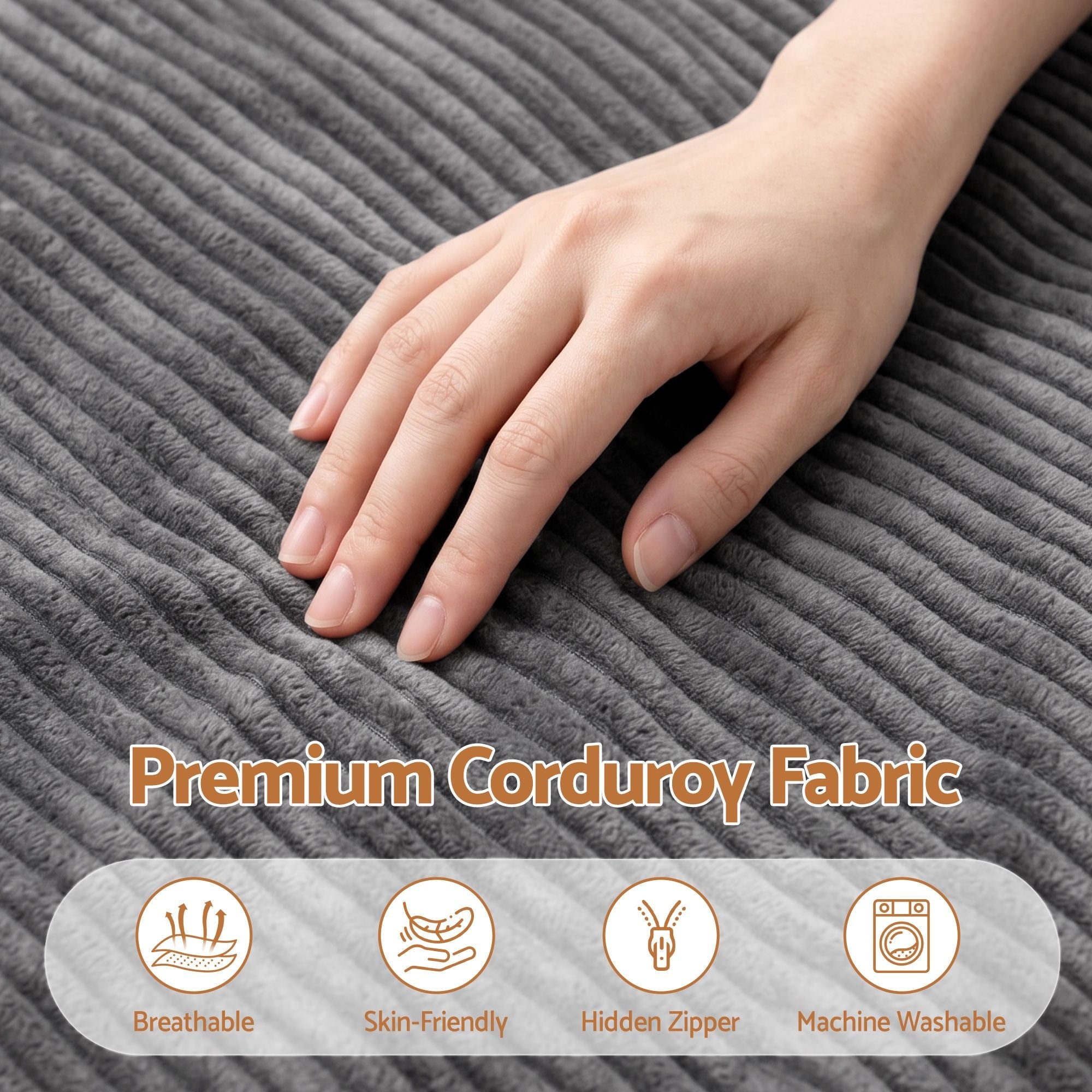 3 in 1 Bean Bag Chair Cover (No Filler) Convertible Bean Bag for Adults, Corduroy Stuffed Animal Storage Bean Bag Cover Washable for Living Room Bedroom, Grey - Furniture > Sofas > Sofa Accessories - Rivercity House & Home Co. (ABN 18 642 972 209) - Affordable Modern Furniture Australia