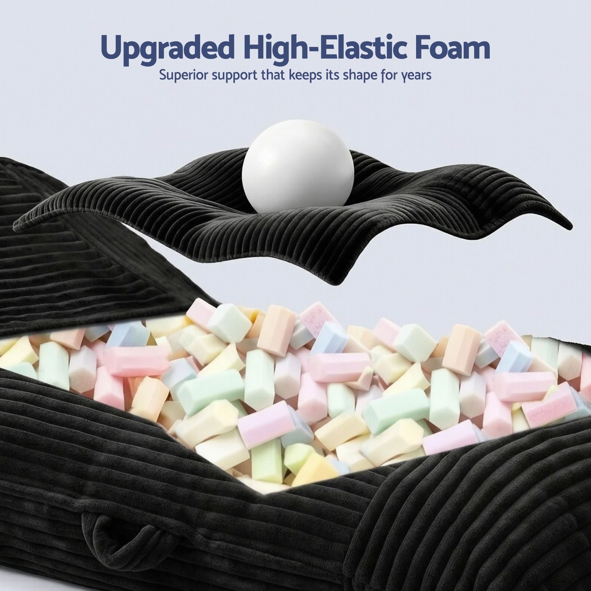 3 - in - 1 Bean Bag Chair for Living Room Convertible Floor Sofa Dark Grey - Furniture > Bar Stools & Chairs > Arm Chairs & Recliners - Rivercity House & Home Co. (ABN 18 642 972 209) - Affordable Modern Furniture Australia
