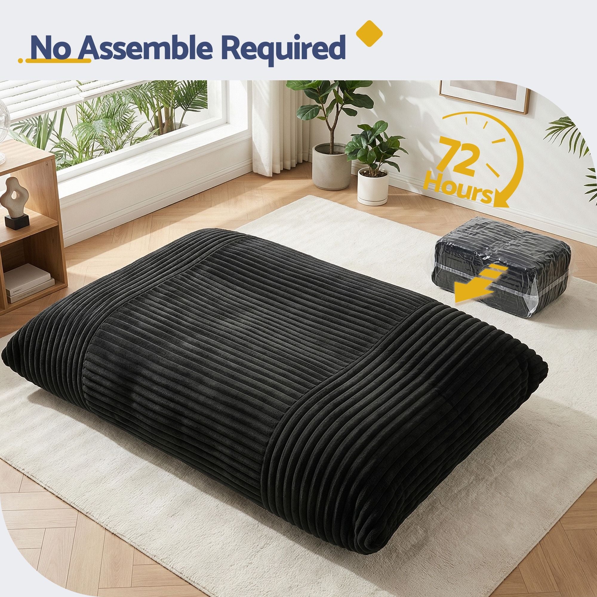 3 - in - 1 Bean Bag Chair for Living Room Convertible Floor Sofa Dark Grey - Furniture > Bar Stools & Chairs > Arm Chairs & Recliners - Rivercity House & Home Co. (ABN 18 642 972 209) - Affordable Modern Furniture Australia