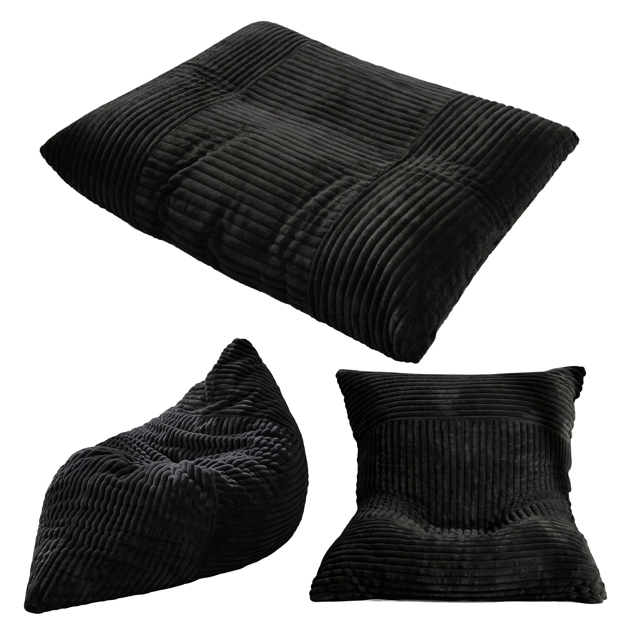 3 - in - 1 Bean Bag Chair for Living Room Convertible Floor Sofa Dark Grey - Furniture > Bar Stools & Chairs > Arm Chairs & Recliners - Rivercity House & Home Co. (ABN 18 642 972 209) - Affordable Modern Furniture Australia