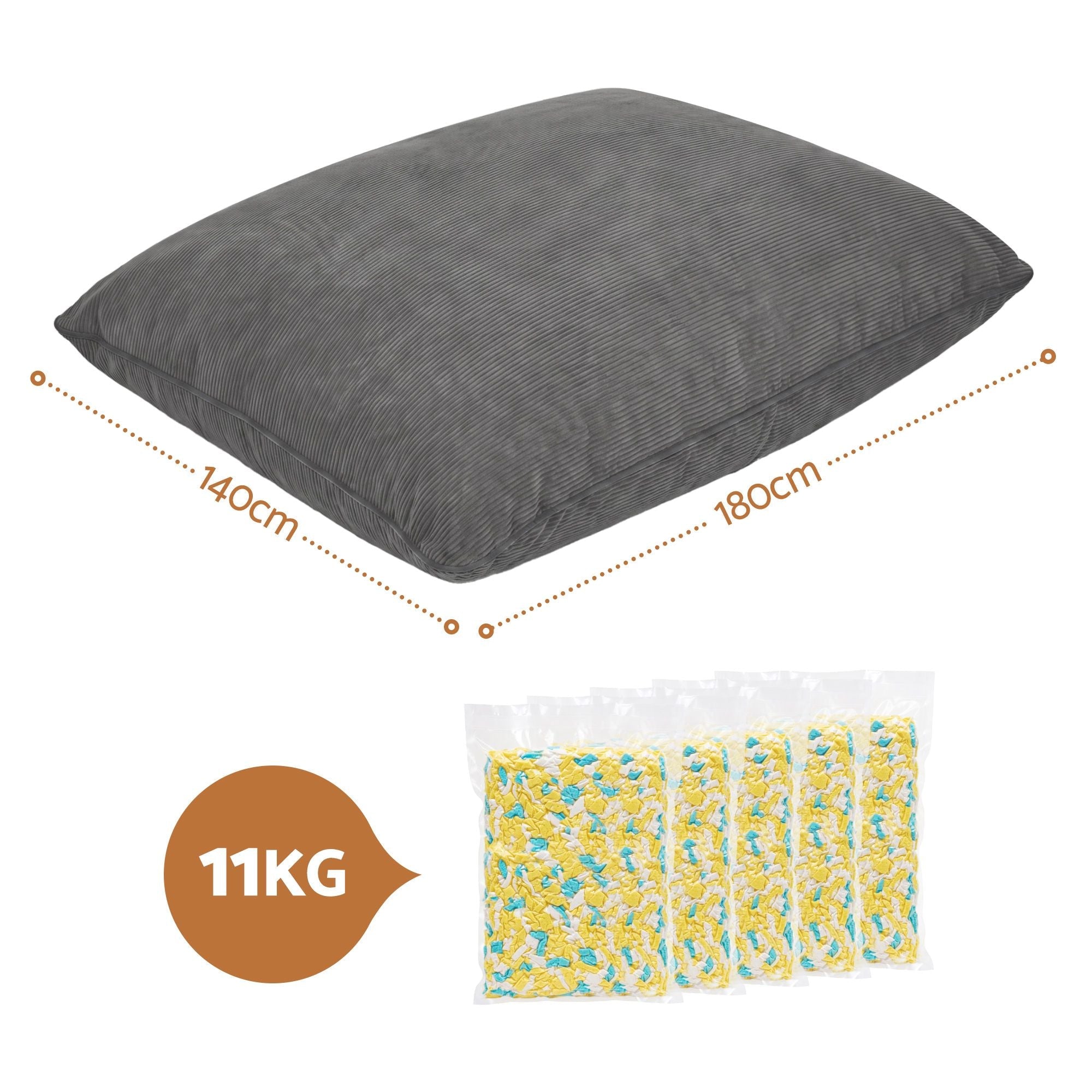 3 in 1 Bean Bag Chair with Filler Convertible Bean Bag for Adults, Corduroy DIY Stuffed Bean Bag Sofa Washable for Living Room Bedroom, Grey - Furniture > Sofas > Sofa Accessories - Rivercity House & Home Co. (ABN 18 642 972 209) - Affordable Modern Furniture Australia