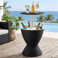 3-in-1 Cooler Bar Table with 30L Ice Bucket and Adjustable Top - Black