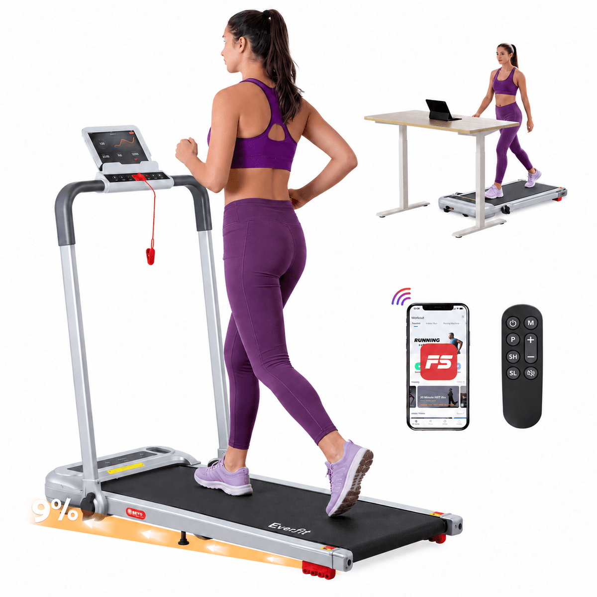 3-in-1 Electric Treadmill Walking Pad with Incline and Foldable Handle - Silver - Sports & Fitness > Exercise, Gym & Fitness > Treadmills - Rivercity House & Home Co. (ABN 18 642 972 209) - Affordable Modern Furniture Australia