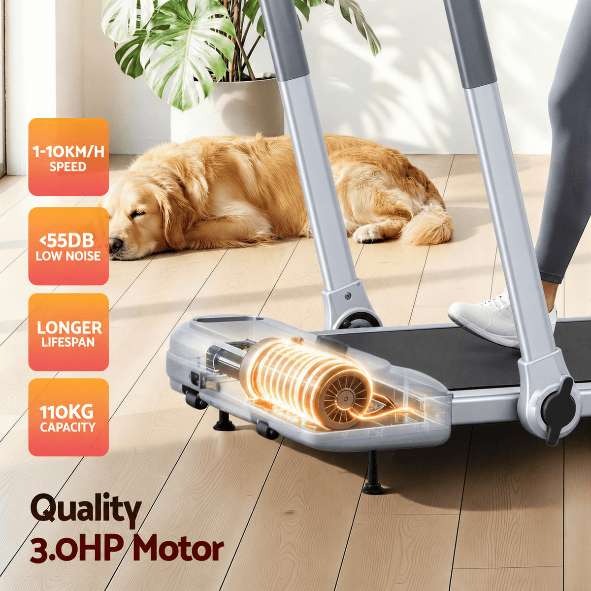 3-in-1 Electric Treadmill Walking Pad with Incline and Foldable Handle - Silver - Sports & Fitness > Exercise, Gym & Fitness > Treadmills - Rivercity House & Home Co. (ABN 18 642 972 209) - Affordable Modern Furniture Australia