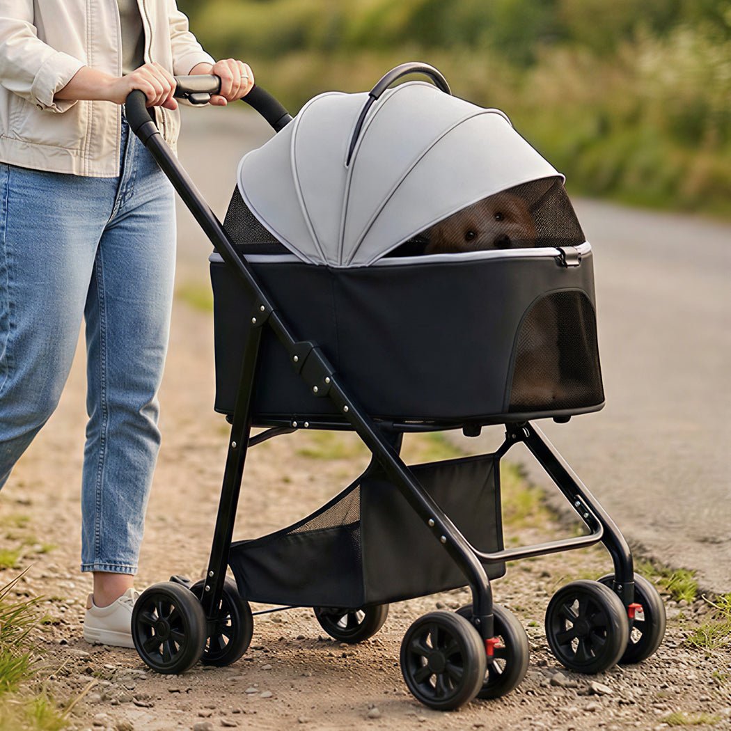 3 - in - 1 Foldable Pet Stroller, Carrier & Pram for Dogs and Cats - Black - Rivercity House & Home Co. (ABN 18 642 972 209) - Affordable Modern Furniture Australia