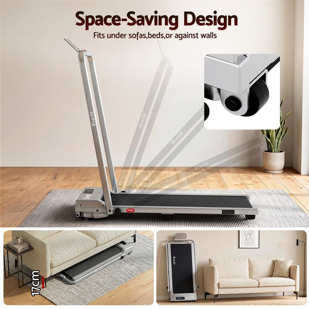 3 in 1 Foldable Walking Pad Treadmill with 12% Incline and 38cm Belt - Silver - Sports & Fitness > Exercise, Gym & Fitness > Treadmills - Rivercity House & Home Co. (ABN 18 642 972 209) - Affordable Modern Furniture Australia