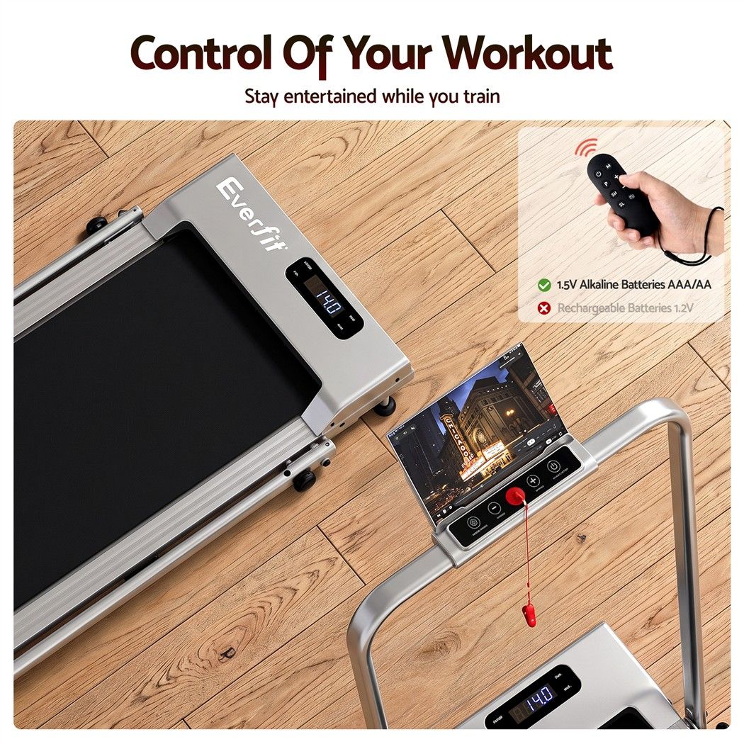3 in 1 Foldable Walking Pad Treadmill with 12% Incline and 38cm Belt - Silver - Sports & Fitness > Exercise, Gym & Fitness > Treadmills - Rivercity House & Home Co. (ABN 18 642 972 209) - Affordable Modern Furniture Australia