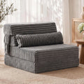 3-in-1 Folding Sofa Bed Armless Lounger Chair with Side Pocket and Pillow - Grey