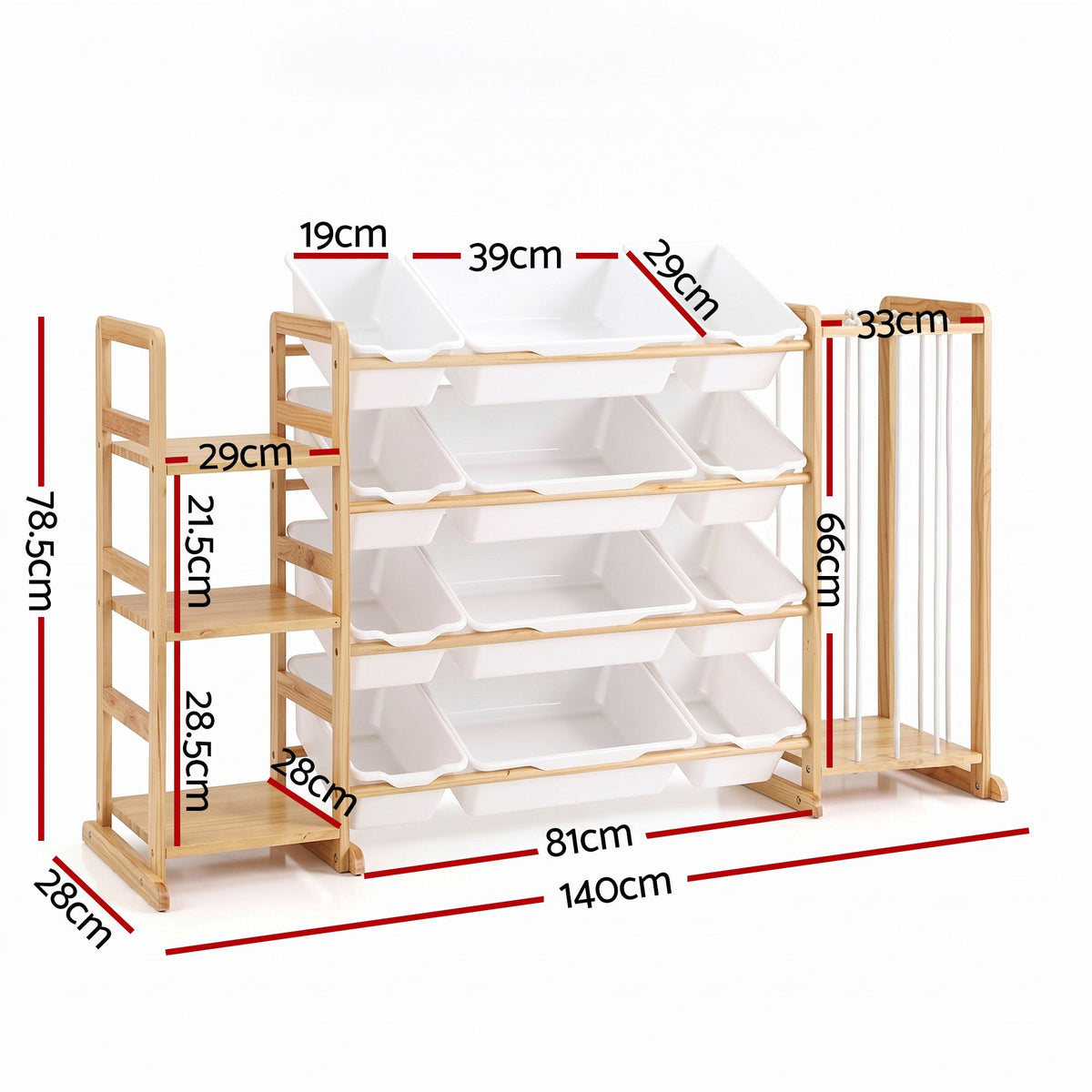 3-in-1 Kids Toy Storage Organiser with 12 Bins, Shelves & Animal Storage - Natural - Baby & Kids > Kid's Furniture > Toy Boxes - Rivercity House & Home Co. (ABN 18 642 972 209) - Affordable Modern Furniture Australia