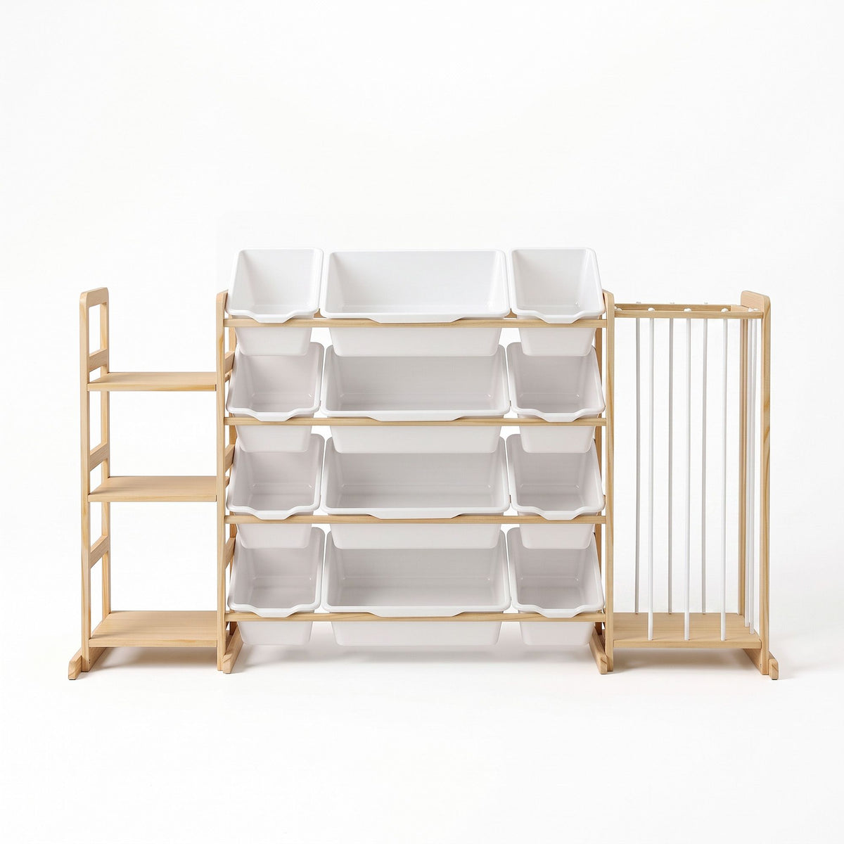 3-in-1 Kids Toy Storage Organiser with 12 Bins, Shelves & Animal Storage - Natural - Baby & Kids > Kid's Furniture > Toy Boxes - Rivercity House & Home Co. (ABN 18 642 972 209) - Affordable Modern Furniture Australia