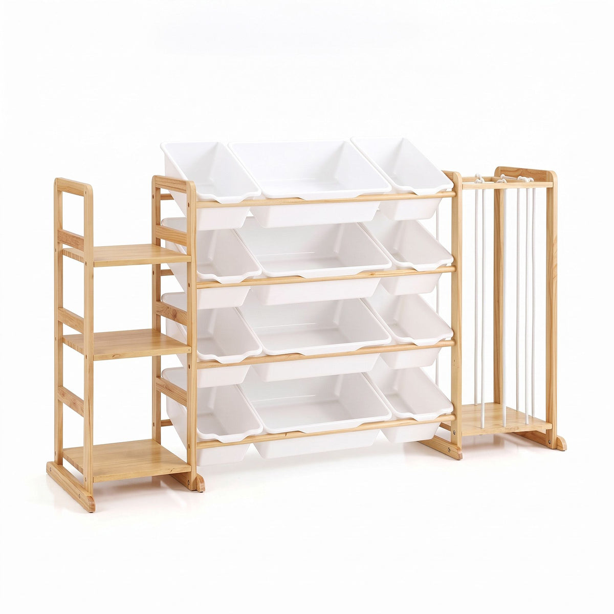 3-in-1 Kids Toy Storage Organiser with 12 Bins, Shelves & Animal Storage - Natural - Baby & Kids > Kid's Furniture > Toy Boxes - Rivercity House & Home Co. (ABN 18 642 972 209) - Affordable Modern Furniture Australia