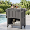3-in-1 Outdoor Serving Cart with 80L Ice Bucket Cooler and Rolling Storage - Black