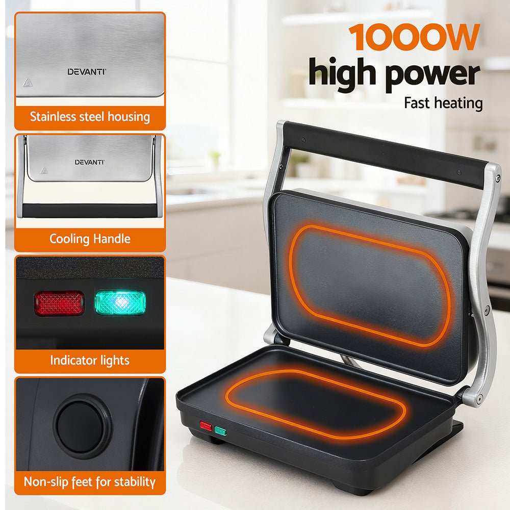 3 in 1 Sandwich Maker Steak Press Grill 1000W - Appliances > Kitchen Appliances > Toasters & Grills - Rivercity House & Home Co. (ABN 18 642 972 209) - Affordable Modern Furniture Australia